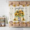 thumbnail image 1 of Sunflower Vintage Shower Curtains for Bathroom, Farmhouse Floral Botanical Brown Wooden Waterproof Fabric Shower Curtain, Decorative Bathroom Curtain for Bathtub, 72"x84" , No Hooks Included, 1 of 9