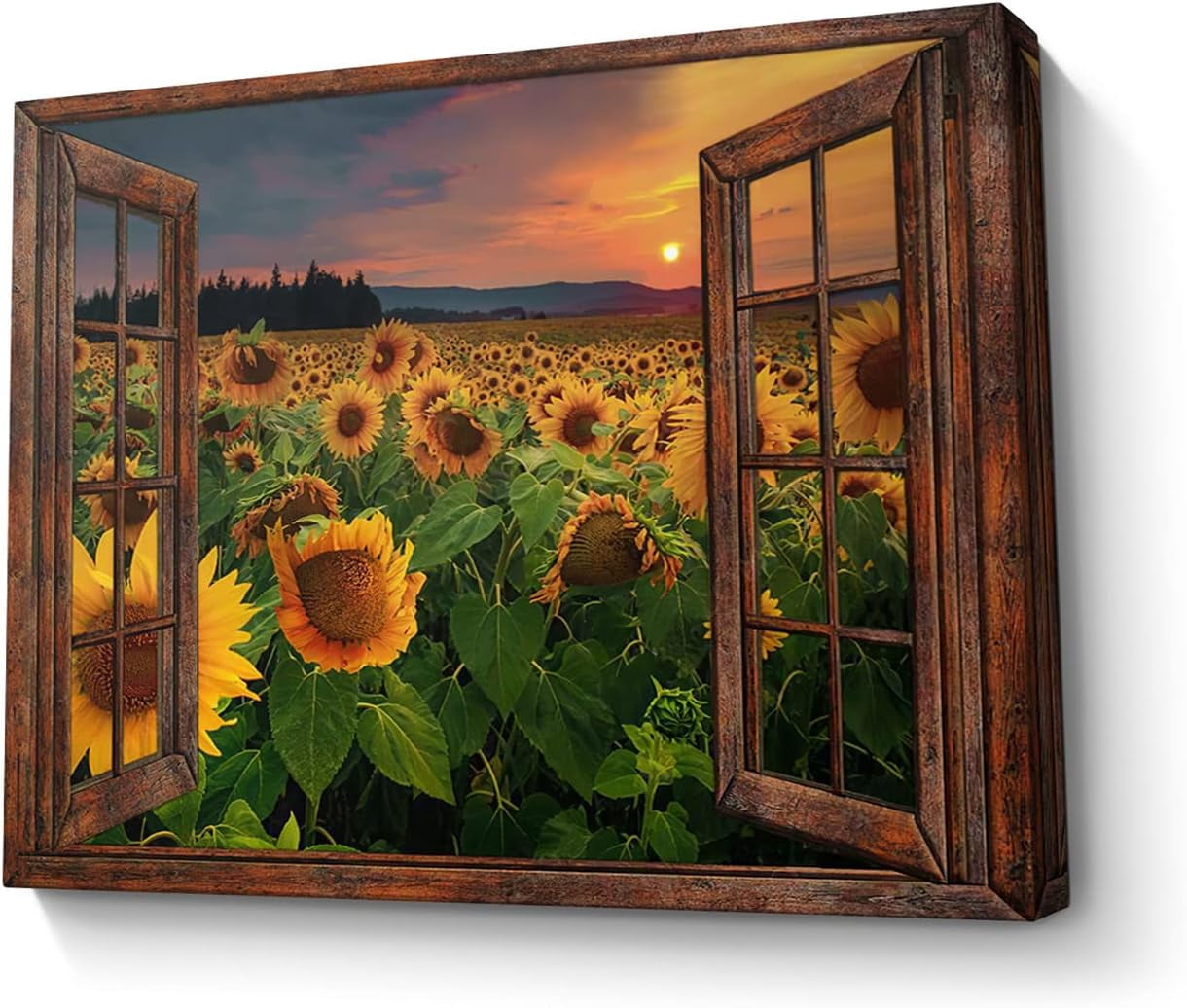 Sunflower Wall Art Canvas Print Wall Decor Sunflower Field Sunset ...
