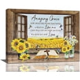thumbnail image 1 of Sunflower Wall Art Farmhouse Floral Bathroom Decor Rustic Amazing Grace Canvas Prints Country Modern Home Decorations For Kitchen Bathroom Living Room Framed 16"x12", 1 of 6