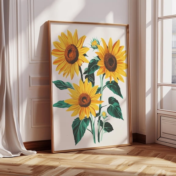 Sunflower Wall Art Flower Print Colourful Poster Art Kitchen Wall Art Botanical Prints Maximalist Wall Art Sunflowers, Size 8x12 UNFFRAMED F03.1.8l697