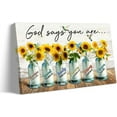 thumbnail image 1 of Sunflower Wall Art God Says You Are Canvas Motivational Poster Framed Bible Verse Wall Art Prints 12x18 inches, 1 of 6