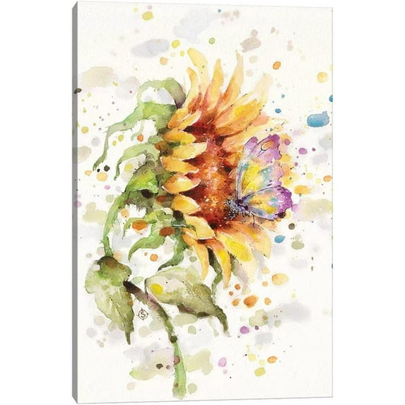 Sunflower Wall Art - Sunflower Canvas Wall Decor, Sunflowers Watercolor Flower Prints Pictures for Kitchen Decor, Abstract Sunflower Painting, Framed Artwork&nbsp;for Bathroom(12x18 Inches)