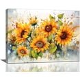 thumbnail image 1 of Sunflower Wall Art Watercolor Sunflower Pictures Wall Decor Rustic Sunflower Canvas Farmhouse Print Artwork Home Decorations for Living Room Bedroom Bathroom Office Framed 16"x12", 1 of 6