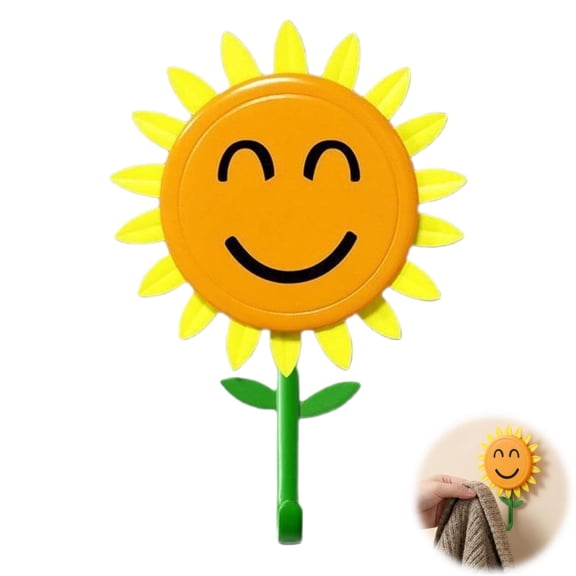 Sunflower Wall Hook, Self Adhesive Retractable Flower Waterproof Hanger for Bathroom, Kitchen, Keys, Bedroom