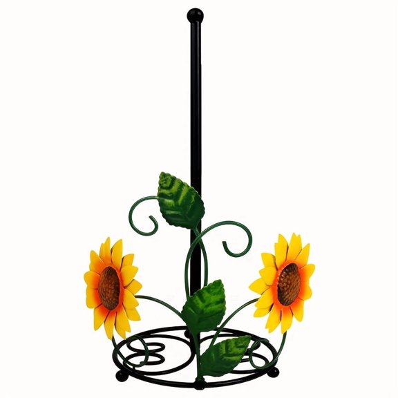 Sunflower Wall-Mounted Napkin Holder - 2-Tier Iron Kitchen Organizer for Napkins & Paper Rolls - Rustic Floral Decor with Scrollwork - Perfect for Kitchen & Dining Room