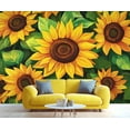 thumbnail image 1 of Sunflower Wall Mural - Watercolor Sunflowers Wall Murals, Oil Painting Art Hd Photo For Living Room Bedroom, Sunflower Mural 79"W x 55"H (Not Peel and Stick), 1 of 6