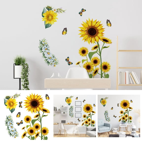 Sunflower Wall Sticker Living Room Bedroom Background Removable Decal