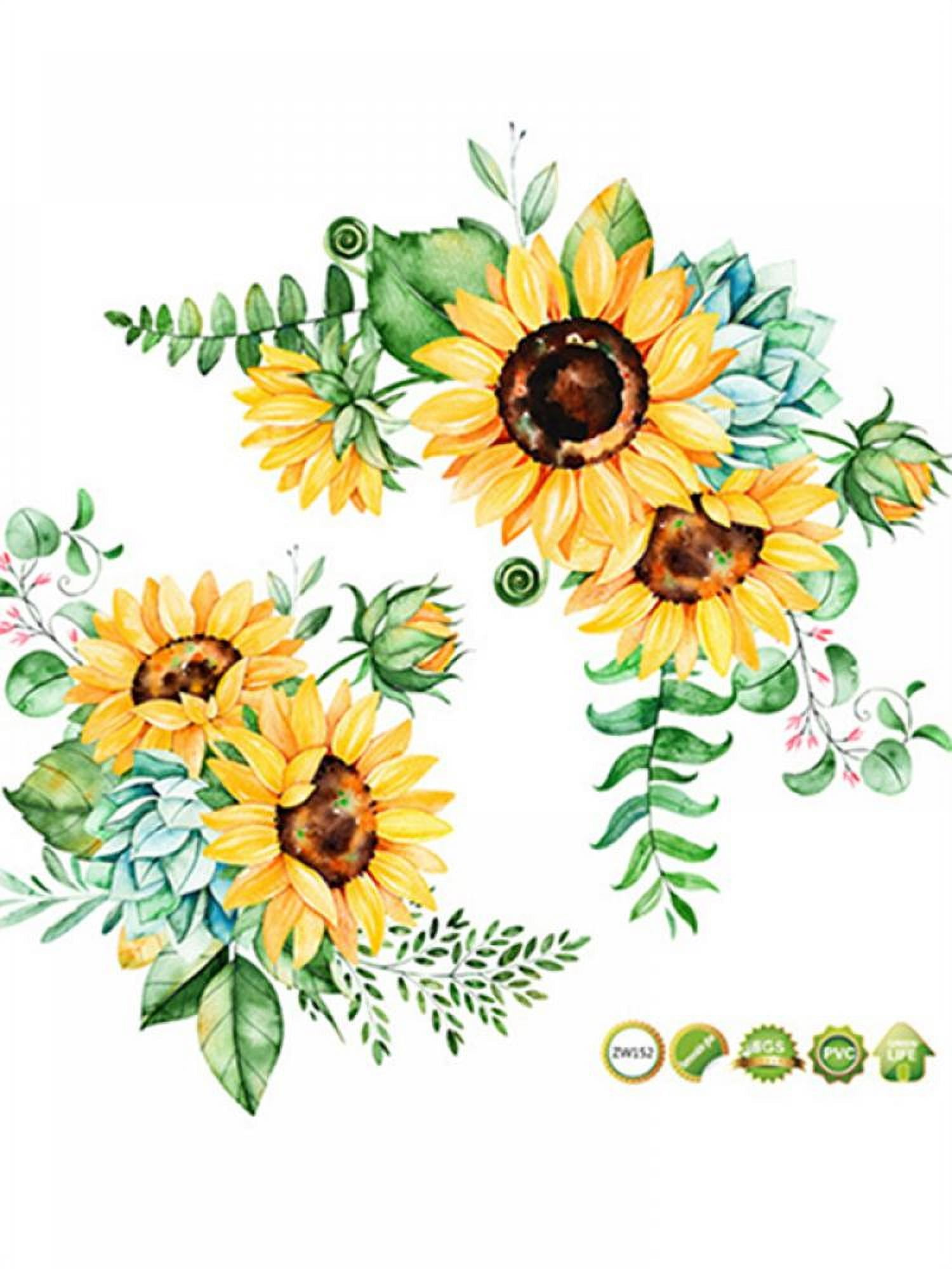Sunflower Wall Stickers 3D Yellow Flower Wall Decals, Peel and Stick