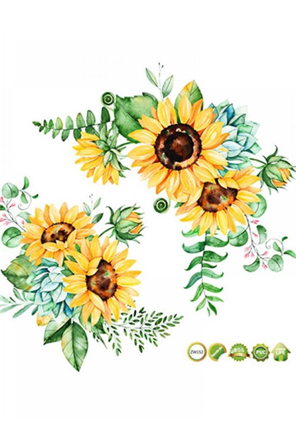 Sunflower Wall Stickers 3D Yellow Flower Wall Decals, Peel and Stick Removable Wall Art Decor, DIY Mural Wall Art Decor for Kids Room Nursery Classroom Living Room Bedroom Home Decoration