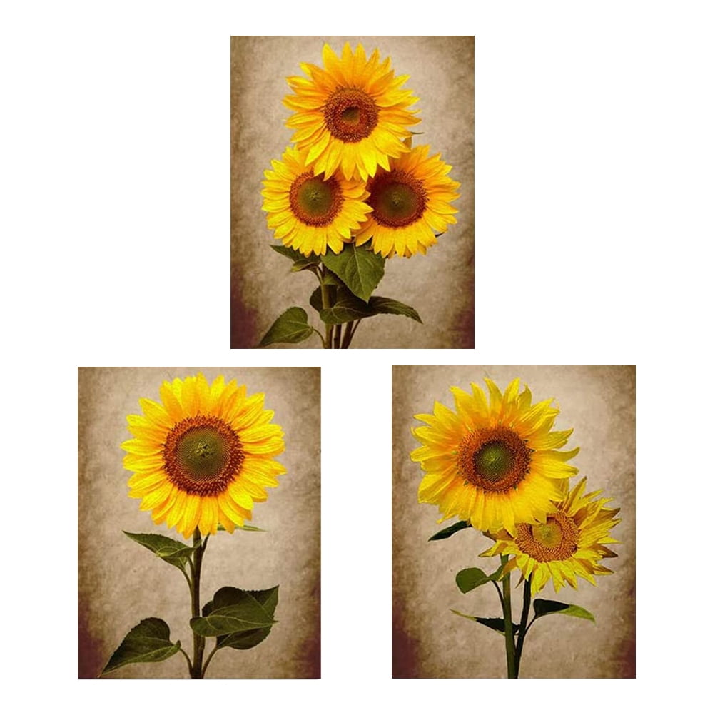 Frcolor Sunflower Rustic Yellow 30” x 20” Framed Watercolor Canvas Art Print
