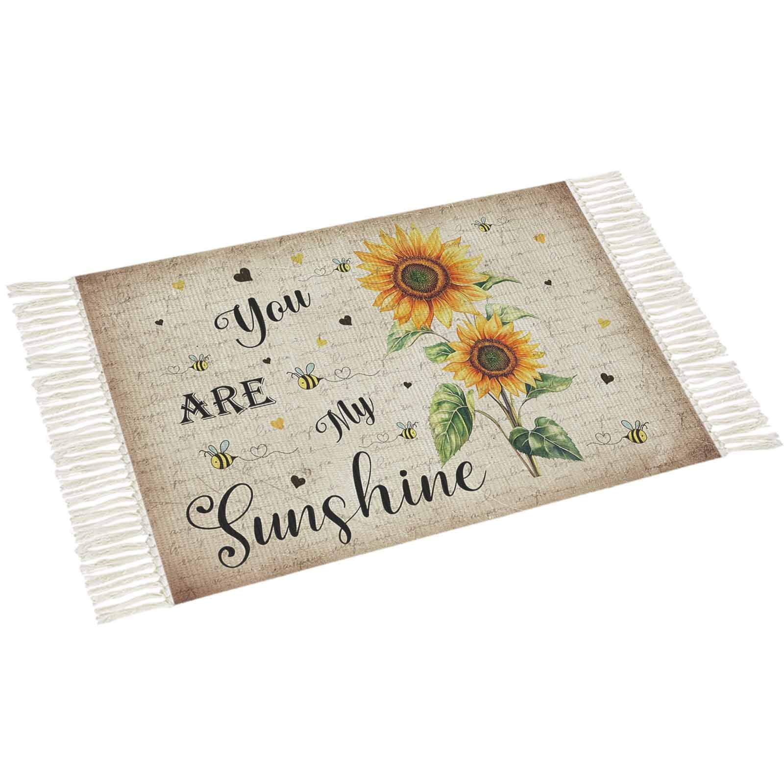 Sunflower Washable Bath Rug - 2x3 Entry Rug Washable Indoor Bathroom ...