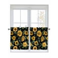 thumbnail image 1 of Sunflower Watercolor 2 Panel Kitchen Curtains for Small Windows, Spring Botanical Garden Flowers Bathroom Tier Curtain, Short Window Treatment for Bedroom/Living Room 55"x36", 1 of 6