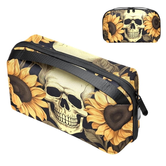 Sunflower Waterproof Oxford Cloth Hard Drive Case with Charger Pouch, PC Case, Small Travel Electronic Organizer, and Cord Organizer Travel - 5.9x9.44x3.14 in