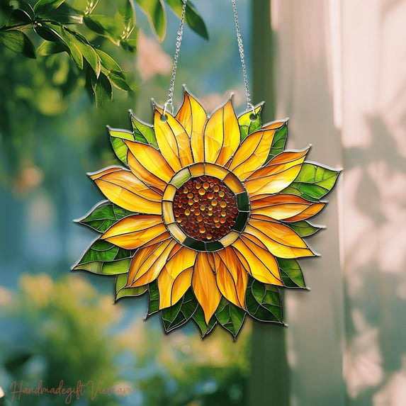 Sunflower Wavy Acrylic Suncatcher Window Decor, Sunflower Window Hanging, Sunflower Flower Wavy Acrylic, Flower Garden Gift Decor, Suncatcher Ornament