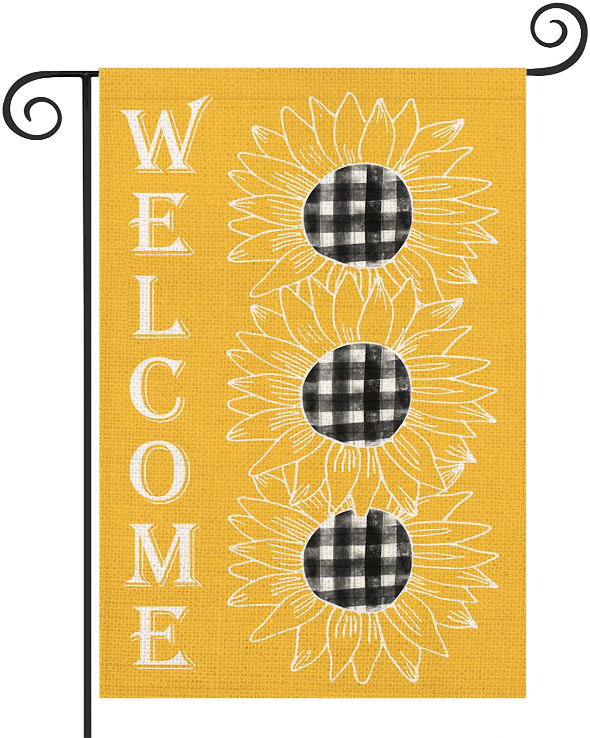 Sunflower welcome garden flag vertical double sided buffalo floral