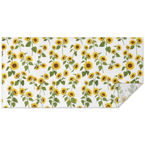 Sunflower White Pattern Waterproof Tablecloth, Rectangular Restaurant Table Linen Wrinkle Resistant Gift Ideas for Indoor Outdoor Dining,60"x120"