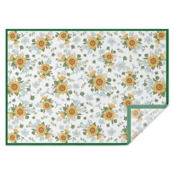 Sunflower Wild Floral Tablecloth,Oil Proof Spill Proof Polyester Table Cover for Rectangle Tables,Foldable Tablecloth Decoration Tablecloths for Spring Easter Picnic Kitchen