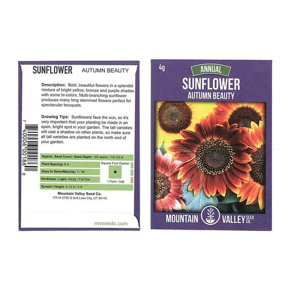 Sunflower Wild Flower Garden Seeds - Autumn Beauty - 4 Gram Packet - Annual Wildflower Gardening Seeds