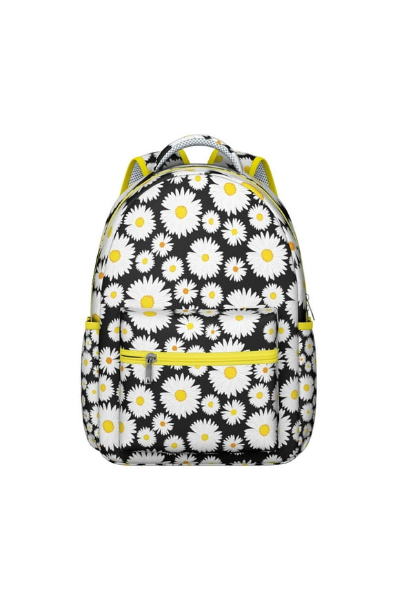 "Sunflower Wildflower Print Backpack - Stylish School Bag for Teens & Women, Water-Resistant Bookbag with Laptop Compartment, Trendy Floral"