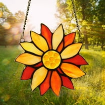 Sunflower Wind Chime Pendant Craft Home Decor Hanging Ornaments for Living Room Bedroom Garden Patio Entryway Soothing Melody Decorative Gift