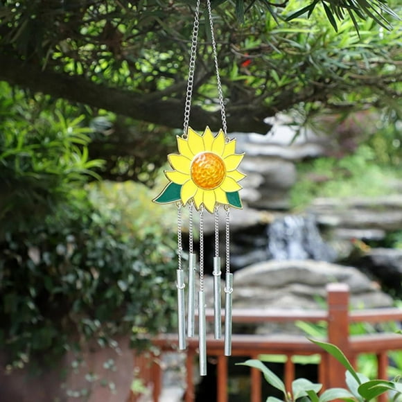 Sunflower Wind Chimes, Handmade Metal Music Wind Chime, Outdoor Unique Weather-Resistant Wind Chime for Home Room Patio Balcony Garden Decoration, Mom Festival Gift, Ornament Craft Gift