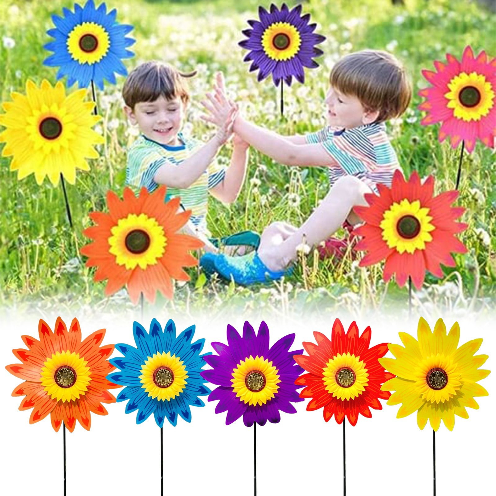 Sunflower Wind Large Windmill For Garden Yard Engineering Age 6 Solar ...