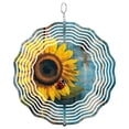 thumbnail image 1 of Sunflower Wind Spinner Metal Outdoor Decor Rustic Garden Blue Yellow Finish, 1 of 5