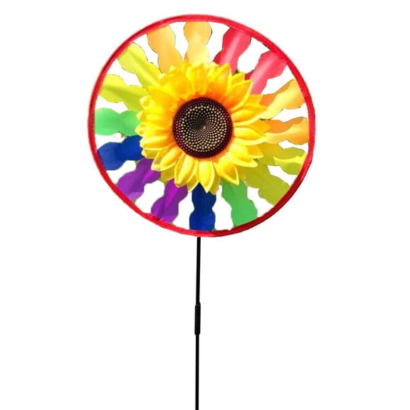 Sunflower Wind Spinner Ornament for Outdoor Garden Yard Decor  Whirling Windmill Toy with Rotating Wings, Plastic, 11 x 19.7 in, Vibrant Color