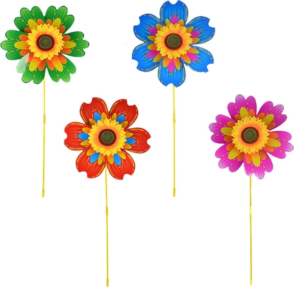 Sunflower Wind Spinners Double Layer Windmill Balcony Decor Large Pinwheel Rotate Wind Toy Camping Decoration 10pcs