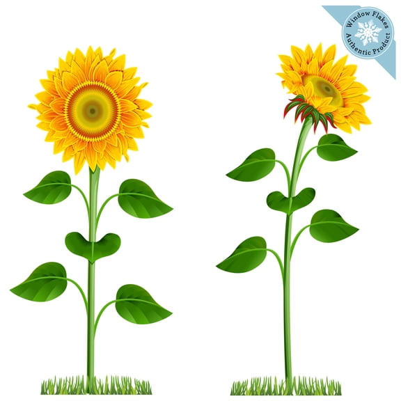 Sunflower Window Clings, Removable Floral Decor