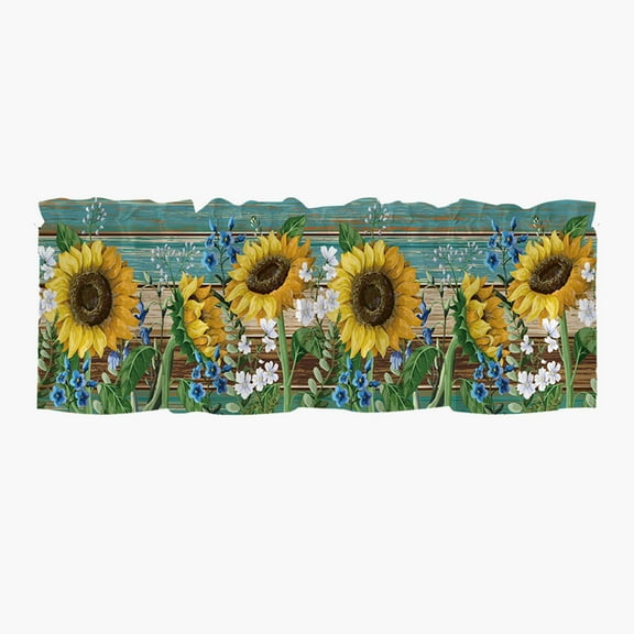 Sunflower Window Valance 53.94x17.72in Cottage Curtain Rod Pocket Valance Light Blocking Polyester Decor for Living Room Kitchen(A)