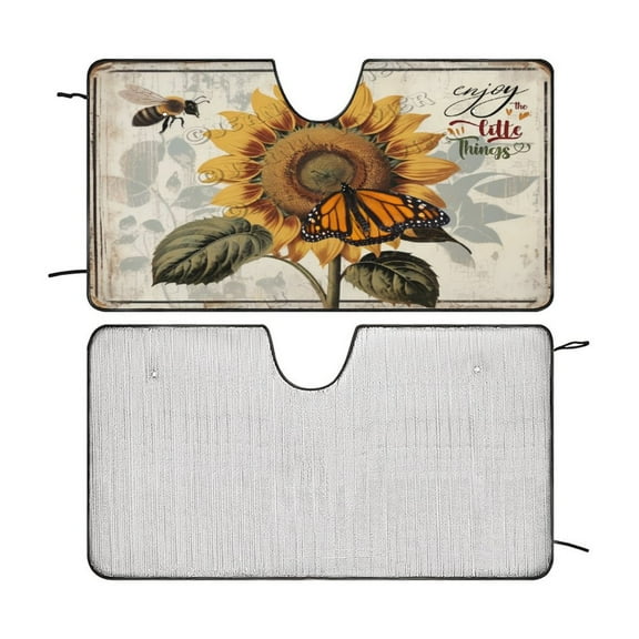 Sunflower Windshield Sunshade Car Sun Shade Protector for Small Car SUV Front Window 51"x28"