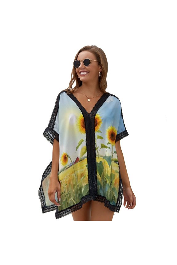 Sunflower Women's Swimsuit Coverup Summer Beach Cover Up Bathing Suit Dress