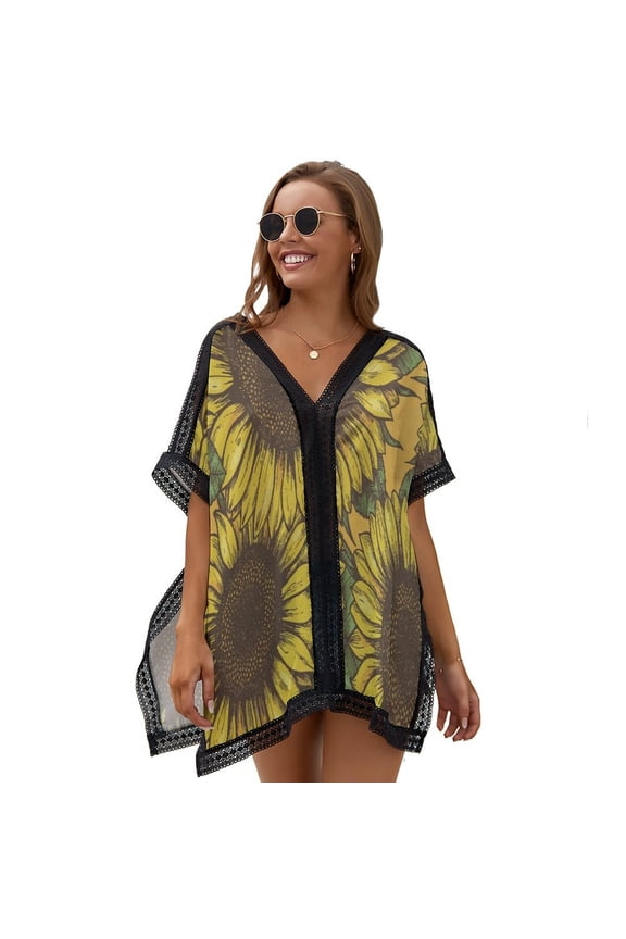 Sunflower Women's Swimsuit Coverup Summer Beach Cover Up Bathing Suit Dress