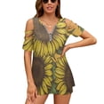 thumbnail image 1 of Sunflower Womens Summer V Neck Zipper Top Short Sleeve T Shirt Off Shoulder Top Casual Classy Loose Shirts, 1 of 7