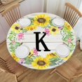 thumbnail image 1 of Sunflower Wooden Round Tablecloth Elastic Fitted Table Covers for Indoor and Outdoor Kitchen Table Decor Home Decoration, 1 of 7