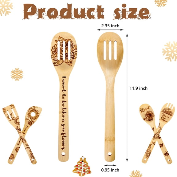 Sunflower Wooden Spoon Set 5 Piece Kitchen Utensil Set Bamboo Cooking Tools for Wedding Gift