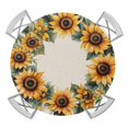 thumbnail image 1 of Sunflower Wreath Elastic Fitted Round Table Cover Linen Background Waterproof Outdoor Tablecloth for Holiday Party, Picnic, Patio & Dining Fits Tables Up to 36"-44", 1 of 8