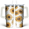 thumbnail image 1 of Sunflower Yellow 30 Oz Tumbler with Handle Lid and Straw, Stainless Steel Double Walled Vacuum Insulated Cup, Cute Anniversary Wedding Birthday Gifts Tumbler for Women Men Friends Outdoor Indoor, 1 of 1