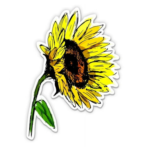 Sunflower Yellow Flower Pretty - 8" Vinyl Sticker - For Car Laptop I-Pad - Waterproof Decal