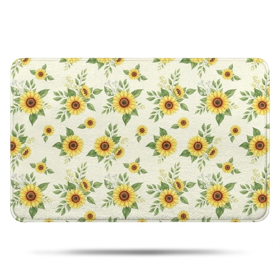 Sunflower Yellow Pattern Non Slip Microfiber Bathroom Rugs, Soft Rubber Backing Bath Mats for Bathroom Floor Tub and Shower,17"x27"