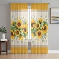 thumbnail image 1 of Sunflower Yellow Semi Sheer Curtains 72 Inch Length 2 Panels Set, Retro Southwest Country Plant Leaf Floral Sheer Kitchen Curtain Privacy Voile Window Curtain for Living Room Bedroom Drapes, 1 of 7