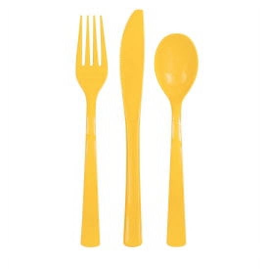 Unique Industries 39495 NEW Sunflower Yellow Plastic Silverware Set for 6 Guests 18 Pieces