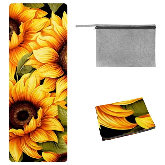 Sunflower Yoga Mat Towel with Storage Bag, 72.8"x26.8", Suitable for Hot Yoga, Pilates, Fitness - Yoga Blanket, Yoga Towel, Hot Yoga Towel Included