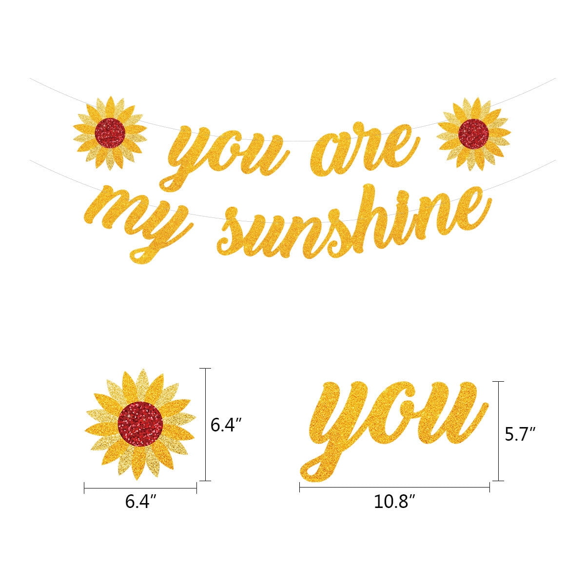 Sunflower You Are My Sunshine Banner Party Decorations for Boys Girls 1st Birthday Party Supplies