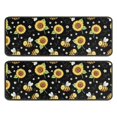 thumbnail image 1 of Sunflower and Bee Black Pattern Anti Fatigue Kitchen Rugs Set Of 2, Non Slip Washable Decorative Floor Mats for Sink Laundry and Home Use, 17"x47", 1 of 5