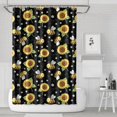 thumbnail image 1 of Sunflower and Bee Black Pattern Modern Waterproof Shower Curtain Set with 12 Hooks, Washable Decorative Bathroom Shower Curtain, 1 of 6