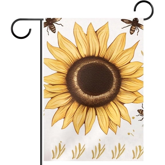 Sunflower and Bee Garden Flag 12x18 Inch Double Sided Welcome Yard Flag Small Outdoor Garden Decor for Spring and Summer Farmhouse Holiday