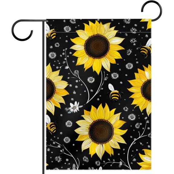 Sunflower and Bee Garden Flag 12x18 Inch Double Sided for Outside Yard Porch Lawn Seasonal Autumn Winter Holiday Decoration