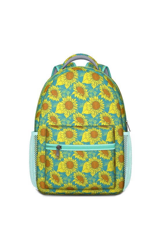 Sunflower and Bee Illustration Backpack - Ergonomic & Breathable School Bag for Teenagers and College Students